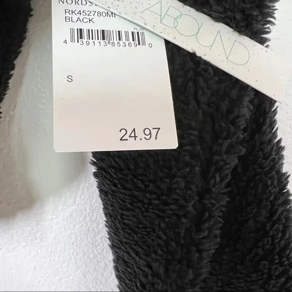NWT NEW ABOUND Nordstrom Fuzzy Fleece half zip Pullover in Black - Picture 7 of 10
